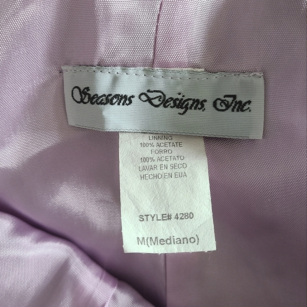 Vintage 90s Seasons Design Inc Lilac Silver Halter Prom Dress Embellished Size M - Picture 12 of 13